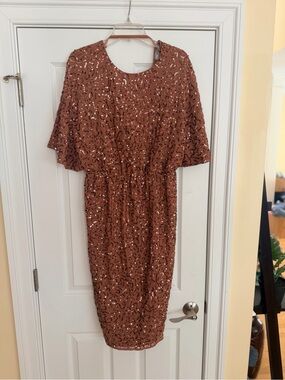 Ladies Size 12 "ASOS" Rust Sequin Dress Dressy GUC